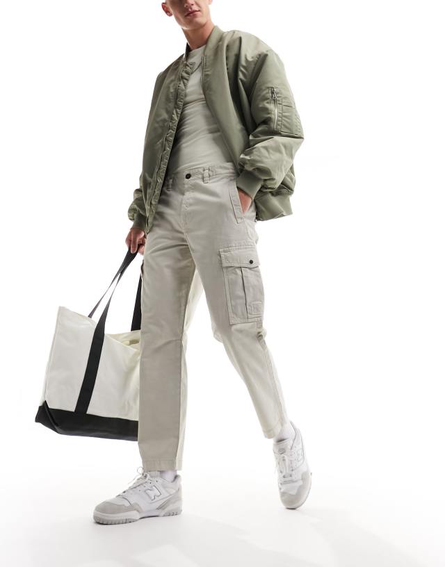 BOSS Orange - sisla5 cargo trousers in light beige