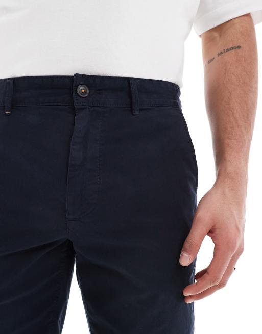 BOSS Orange - Slim-fit chinoshorts van katoen in marineblauw, 4 van 5