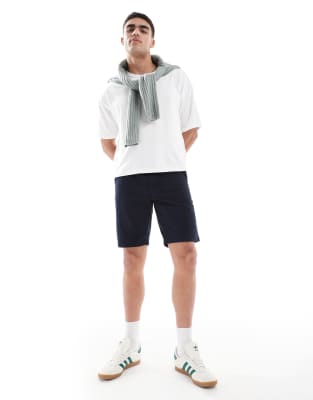 slim fit cotton chino shorts in navy