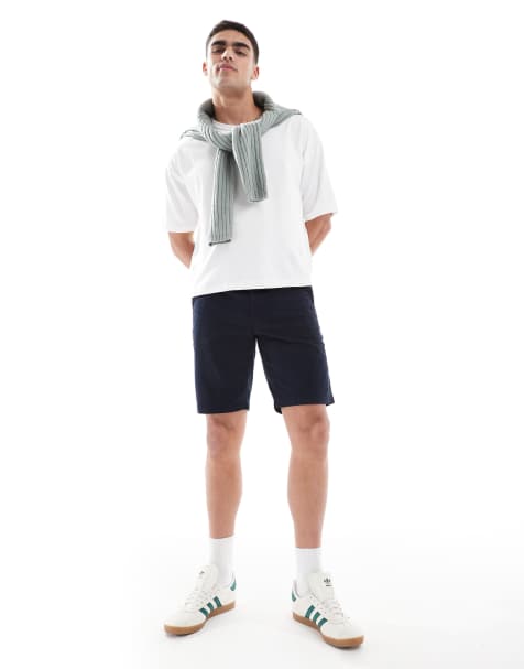 BOSS Orange slim fit cotton chino shorts in navy - view 1