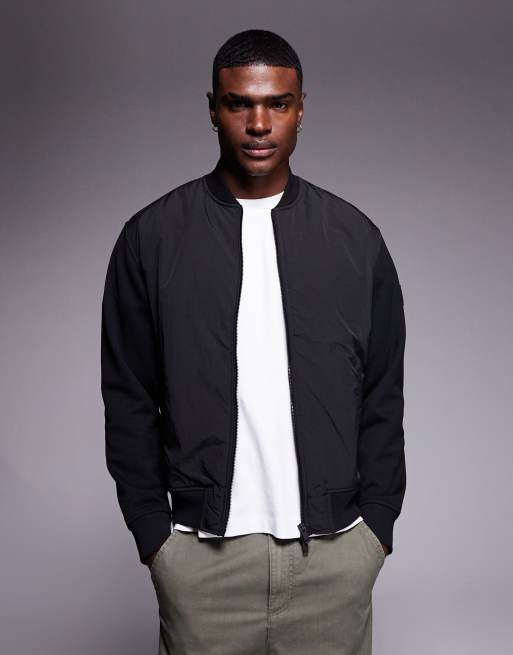 BOSS Orange - Smartcore - Sort bomber-jakke med gennemgående lynlås