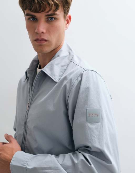 Boss Orange - Sobrecamisa oversize con cremallera completa en gris, 4 de 5