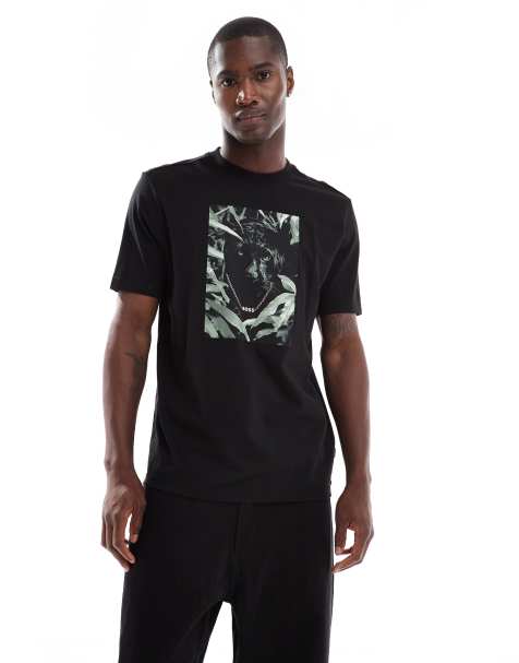 BOSS Orange - Sort T-shirt med dyregrafik - view 1