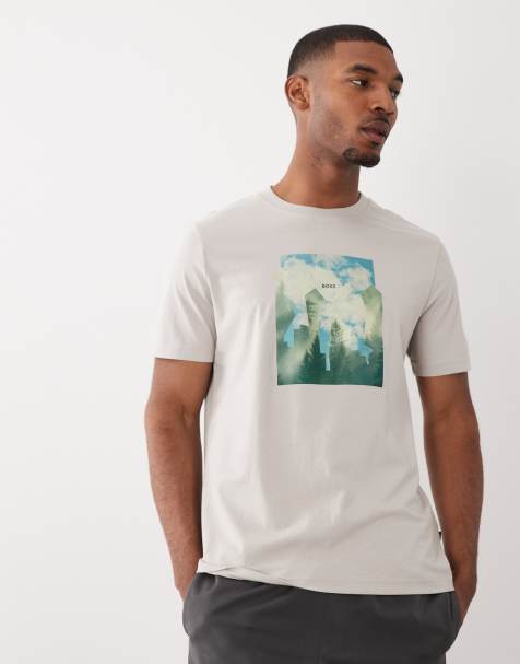 BOSS Orange - Sort T-shirt med print på brystet - view 1