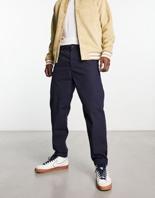 BOSS Orange Statum relaxed fit trousers in navy - ASOS Price Checker