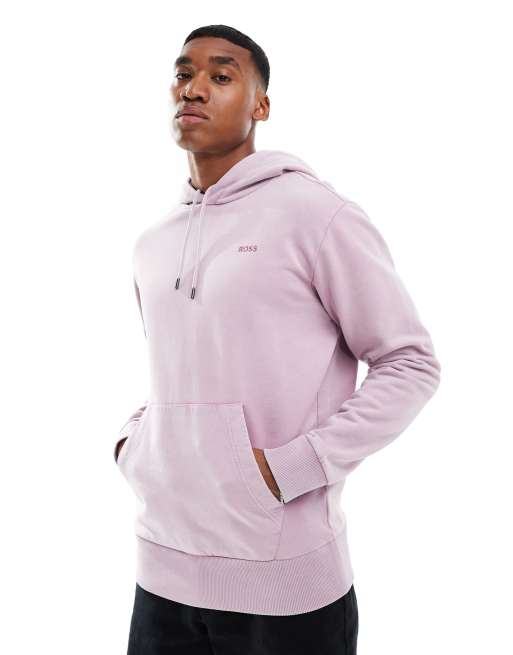BOSS Orange - Sweat à capuche décontracté à enfiler teint en pièce - Violet
