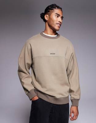 Boss Orange - Sweat décontracté épais avec logo centré - Beige foncé-Neutre