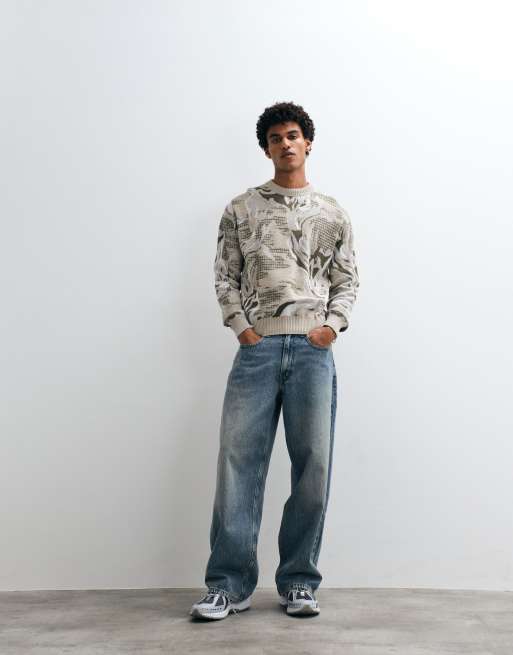 BOSS Orange – Sweatshirt in Beige mit abstraktem Print, 2 von 5