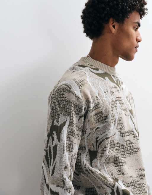BOSS Orange – Sweatshirt in Beige mit abstraktem Print, 4 von 5