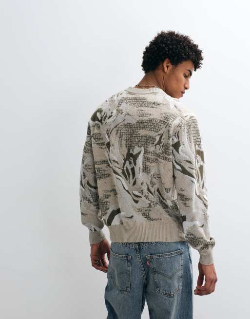 BOSS Orange – Sweatshirt in Beige mit abstraktem Print, 5 von 5