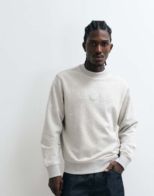 Boss Orange sweatshirt med tonalt brösttryck i grått, 5 av 5