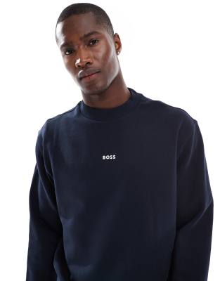 Boss Orange sweatshirt with small chest logo in dark blue - view 1
