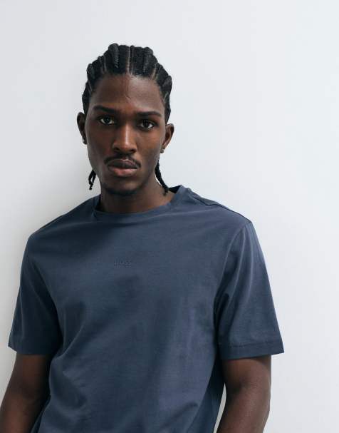 BOSS Orange - T-shirt blu scuro con logo sul petto - view 1