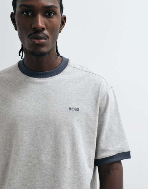 BOSS Orange - T-shirt comoda grigia con logo sul petto - view 1