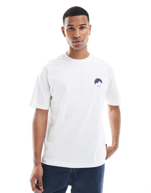 BOSS Orange - T-shirt coupe carrée avec imprimé sur la poitrine et au dos - Blanc, 3 de 4