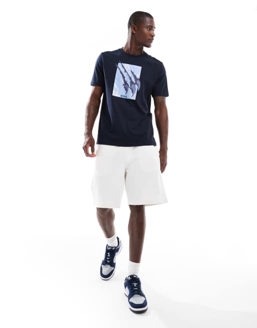 BOSS Orange - T-shirt in marineblauw met print op de borst, 2 van 4