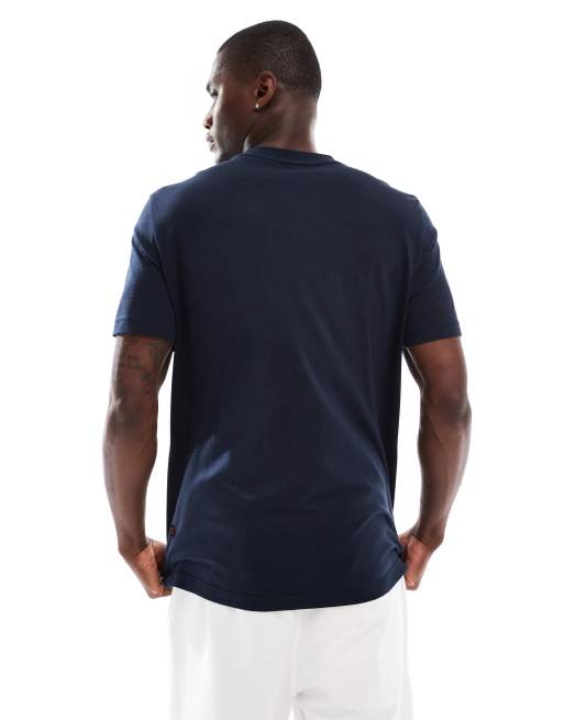 BOSS Orange - T-shirt in marineblauw met print op de borst, 3 van 4