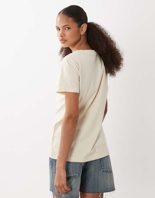 BOSS Orange - T-shirt met bloemenprint in lichtgeel, 4 van 4