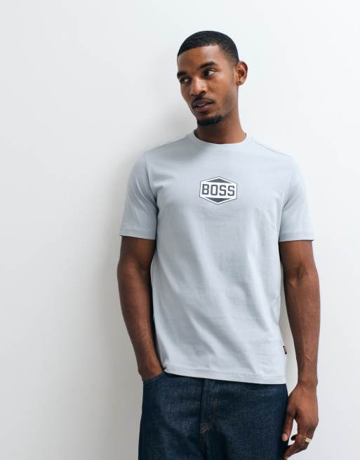 Boss Orange T-shirt met logo-opdruk op de borst in grijs, 2 van 5
