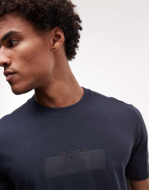 BOSS Orange - T-shirt met logobies in marineblauw, 3 van 5