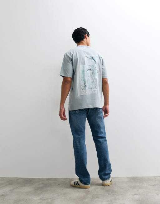 Boss Orange T-shirt met print op de achterkant in grijs, 3 van 5