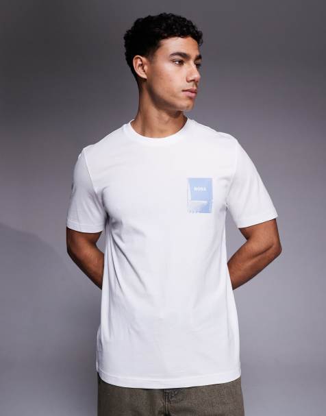 BOSS Orange - T-shirt met print op de borst in wit - view 1