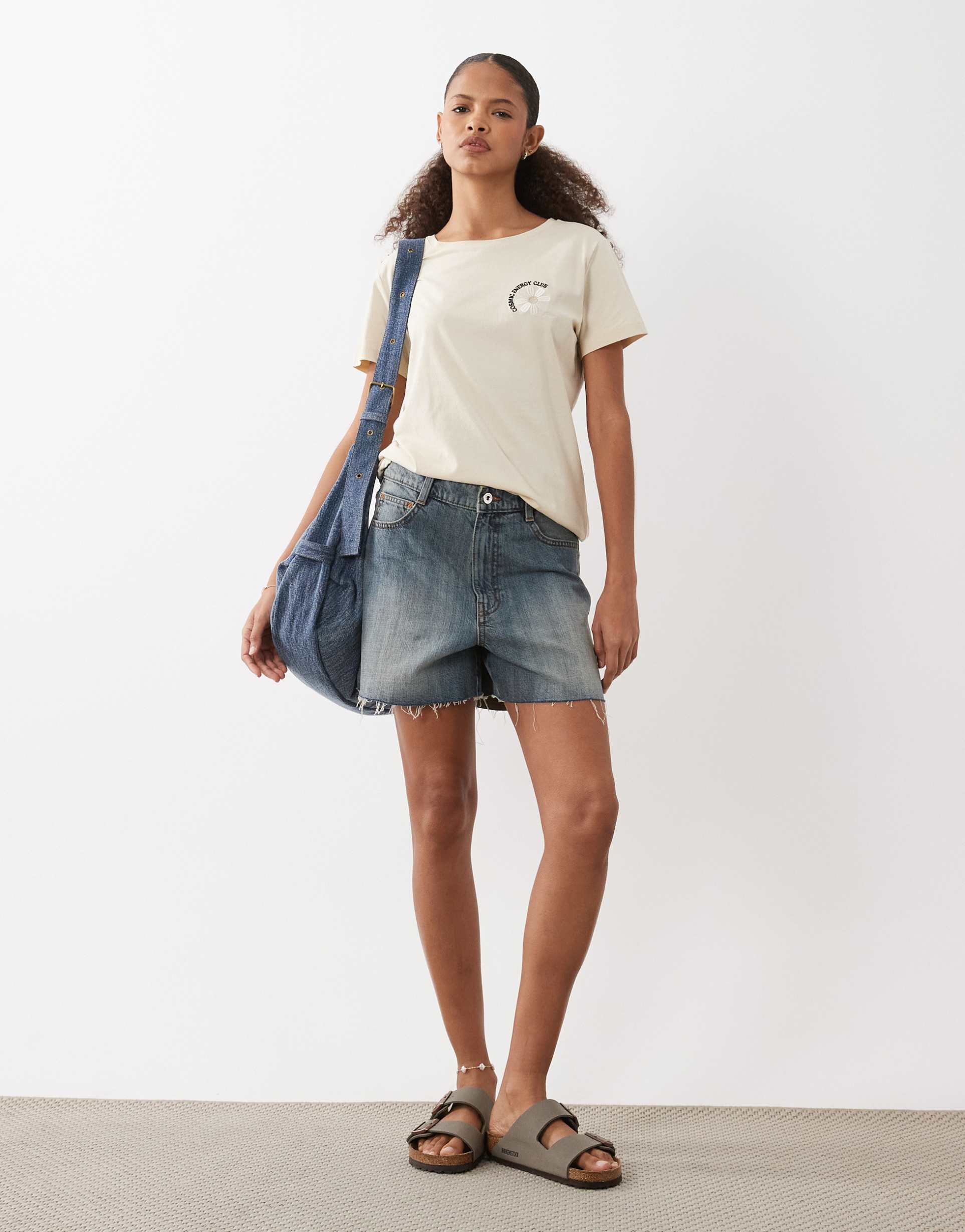 boss orange t-shirt with flower print in light yellow