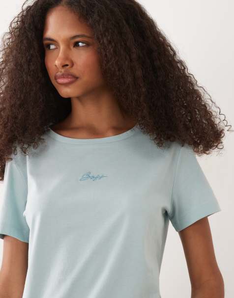 BOSS Orange t-shirt with logo script in light green - view 1