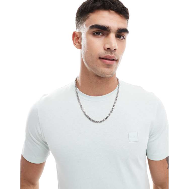 BOSS Orange Tales box logo relaxed fit t-shirt in light blue