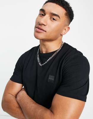 BOSS Orange Tales box logo t-shirt in black - ASOS Price Checker