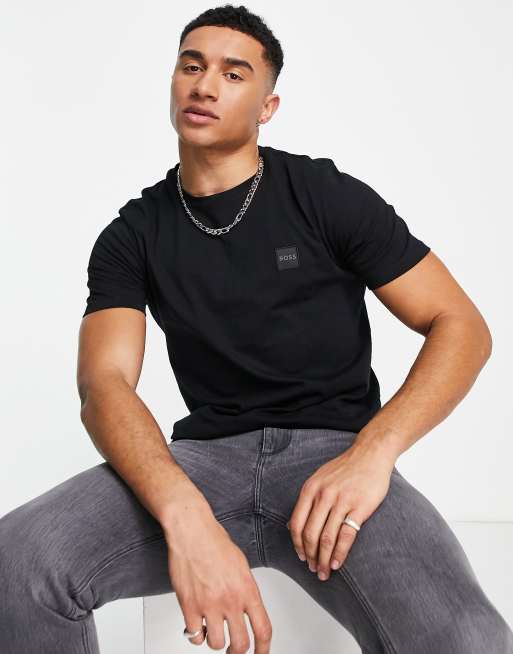 BOSS Orange Tales box logo t-shirt | black in ASOS