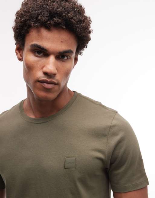 BOSS Orange - Tales - Camiseta caqui con logo, 3 de 5