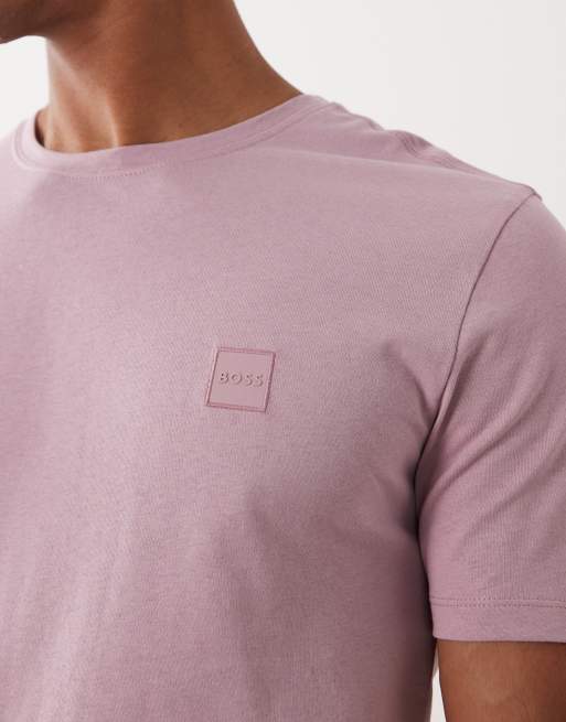 BOSS Orange - Tales - Camiseta rosa medio con recuadro del logo, 3 de 5