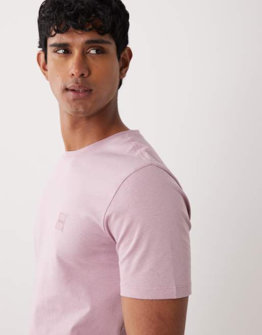 BOSS Orange - Tales - Camiseta rosa medio con recuadro del logo, 4 de 5