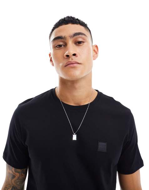 BOSS Orange – Tales – Czarny T-shirt z logo w ramce - view 1