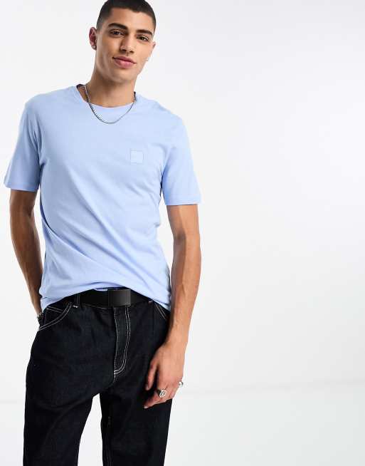 BOSS Orange – Tales – Locker geschnittenes T-Shirt in Blau