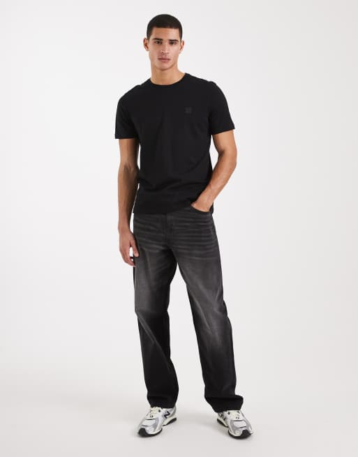 BOSS - Orange - Tales - T-shirt met vierkant logo in zwart, 2 van 5