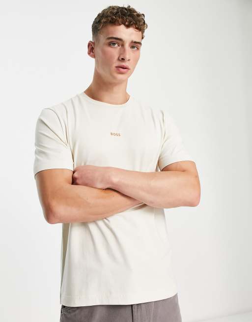 BOSS Orange – Tchup – Beżowy T-shirt o luźnym kroju z logo