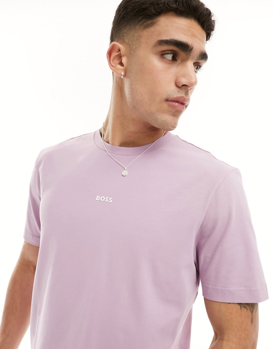 BOSS Orange TChup logo t-shirt in light pastel purple