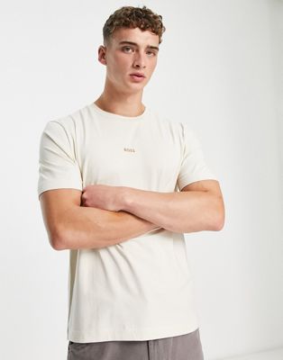 BOSS Orange Tchup relaxed fit logo t-shirt in beige - ASOS Price Checker