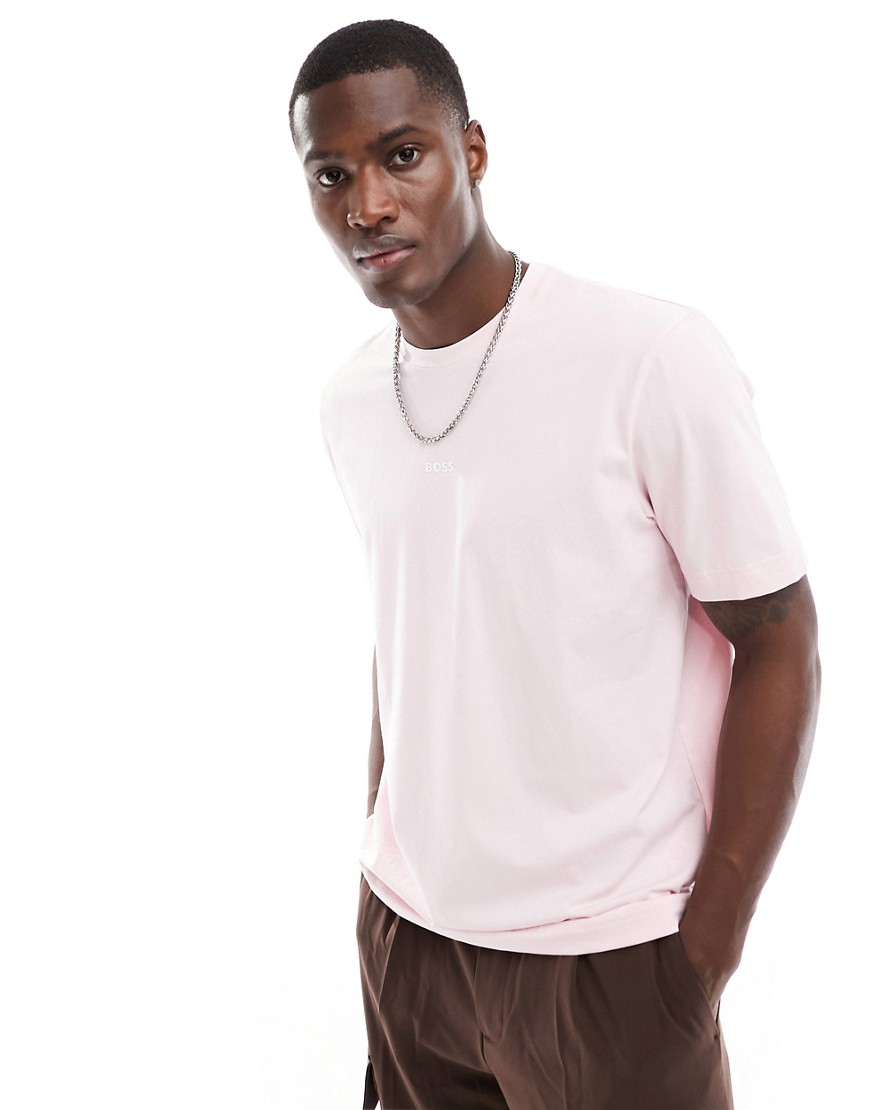 BOSS Orange Tchup relaxed fit logo tee in pink