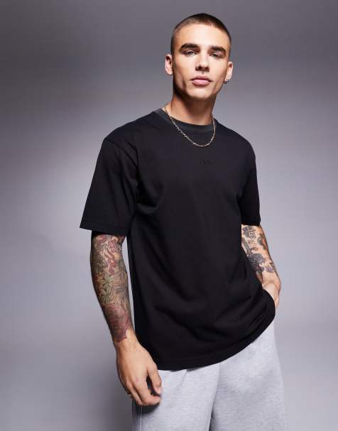 BOSS Orange Te_Block 2 tone central logo t-shirt in black - view 1