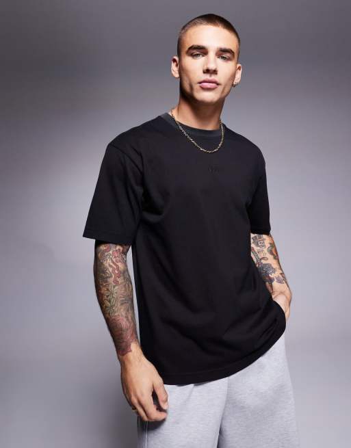 BOSS Orange - Te_Block - T-shirt nera color block bicolore con logo centrale