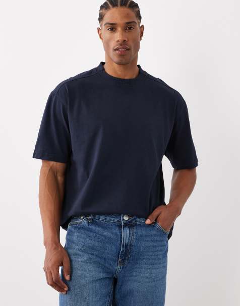 BOSS Orange TeDye logo collar relaxed fit t-shirt in dark blue - view 1