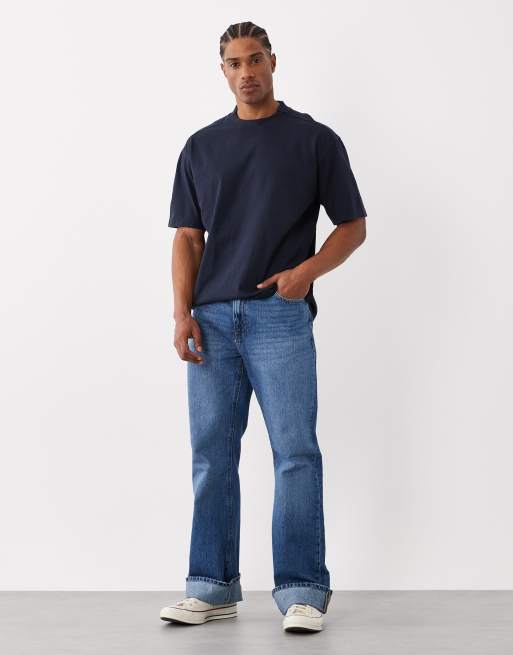 BOSS Orange TeDye logo collar relaxed fit t-shirt in dark blue, 2 of 5