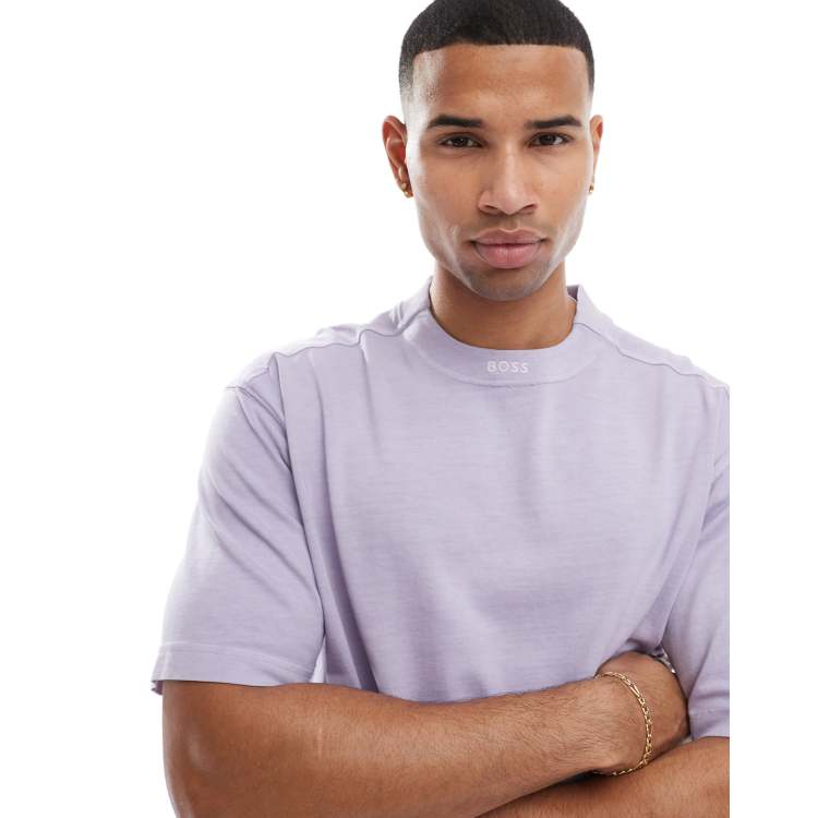 Tシャツ・カットソー BOSS Men T-shirt Lilac 50473278 549 BOSS Orange Te_Dye neck logo relaxed fit t-shirt in lilac | ASOS
