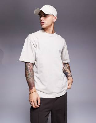 BOSS Orange - Te_Dye - T-shirt coupe décontractée surteint avec logo ton sur ton - Beige-Neutral