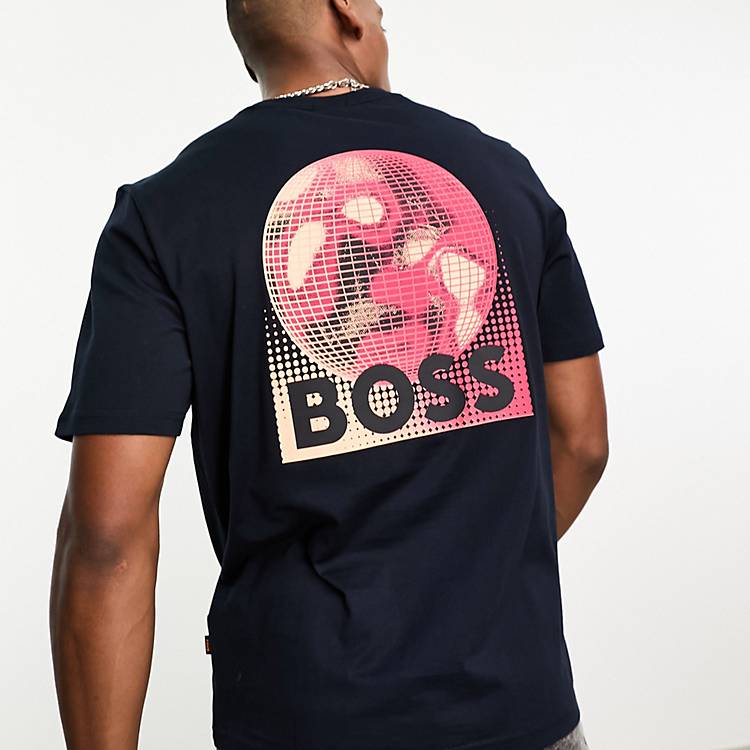 BOSS Orange TeeUniverse relaxed fit t-shirt in navy with back print | ASOS