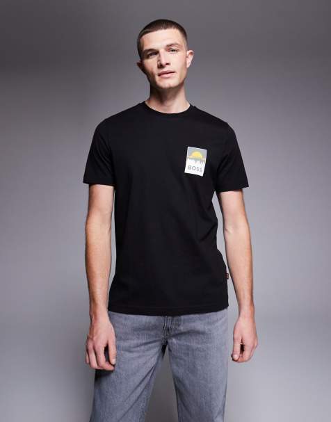 BOSS Orange teplain chest logo t-shirt in black