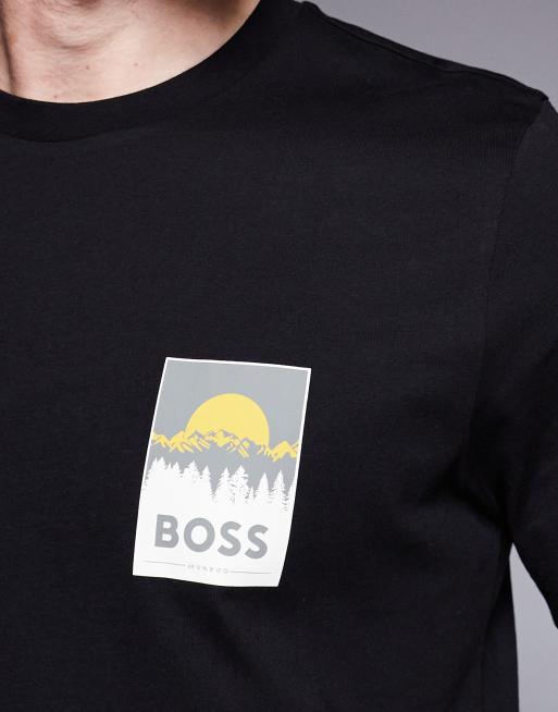 BOSS Orange teplain chest logo t-shirt in black, 5 of 5
